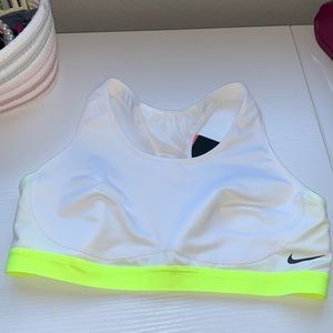 White and yellow Nike sports bra size m
